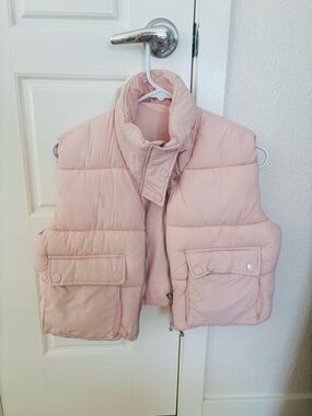 Zara Light Pink Quilted Puffer Vest for Kids